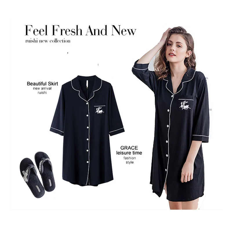 Женская хлопковая ночная рубашка одежда для сна размера плюс из хлопка с длинным