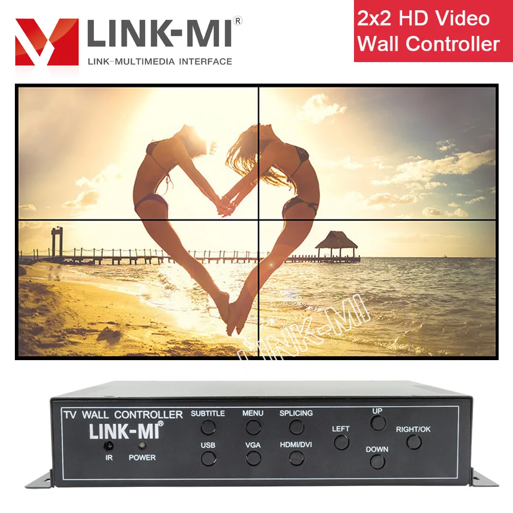 Настенный видеоконтроллер LINK-MI 2x2 для 4 дисплеев HDMI USB DVI VGA поддержка зума граница