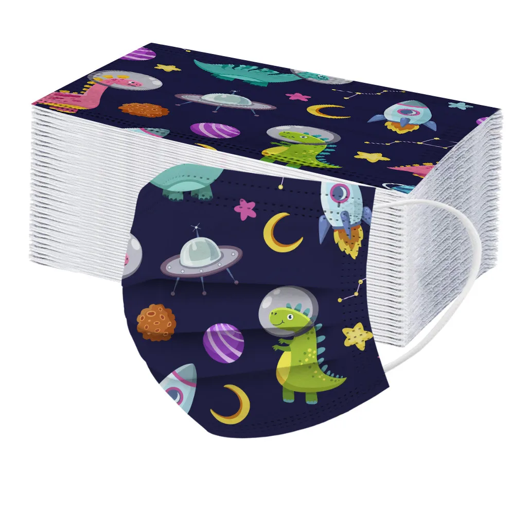 

Children's Disposable Mask Universe Dinosaur Pattern Kids 2021 New Year Face Mouth Mask masques enfant mascarillas nios 50pcs