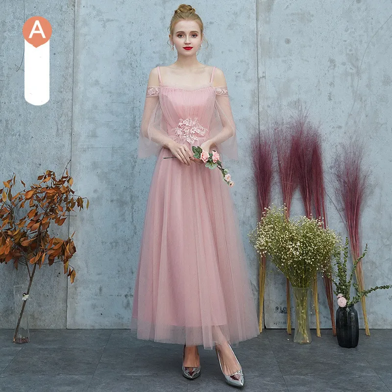Дешевые Длинные тюлевые иллюзионные пыленепроницаемые розовые платья подружки