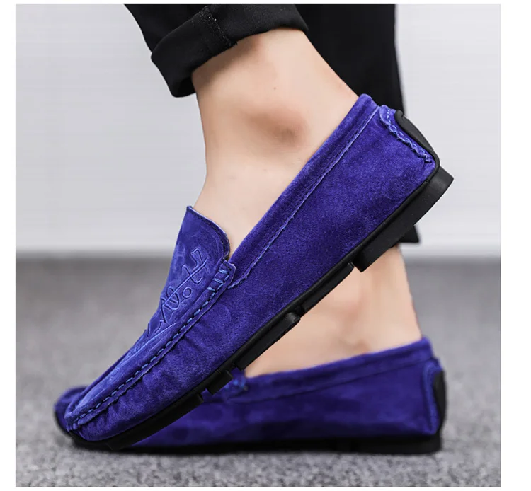 Мужская обувь; Замшевые мужские лоферы; Повседневная обувь; Chaussures; слипоны на плоской подошве; ботинки на низкой платформе; zapatos hombre; синие лоферы