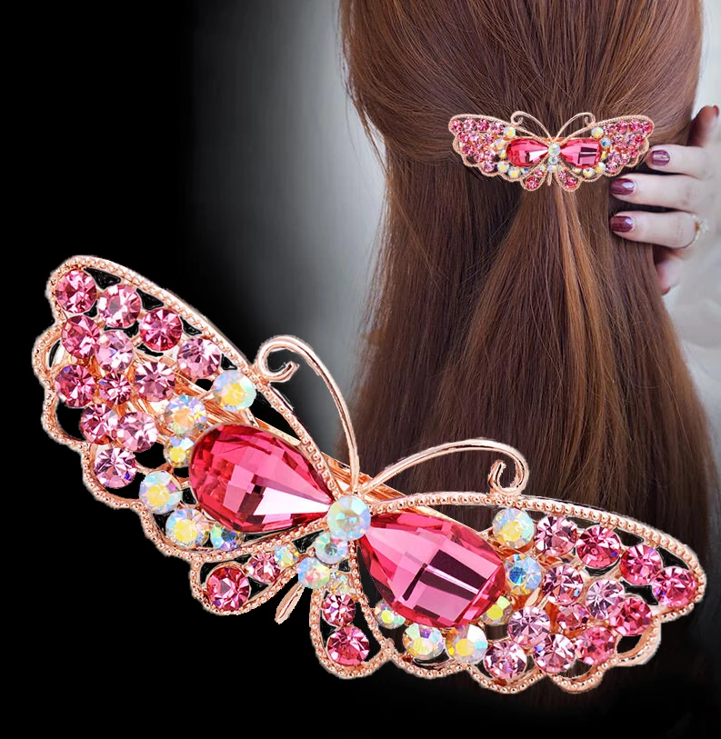 

Ethnic Wind Rhinestone Butterfly Crystal Hairpin Ladies Top Spring Clip Korean Accessories