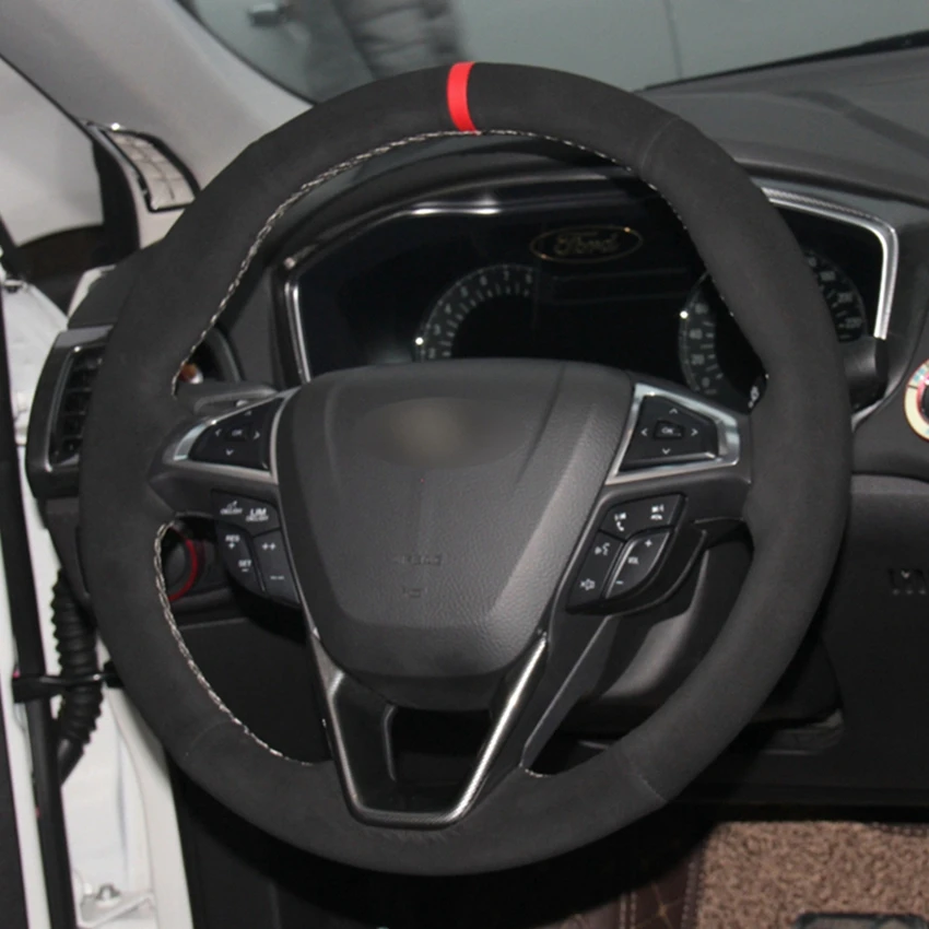 Сделай Сам Черная синтетическая замша ручной работы чехол рулевого колеса