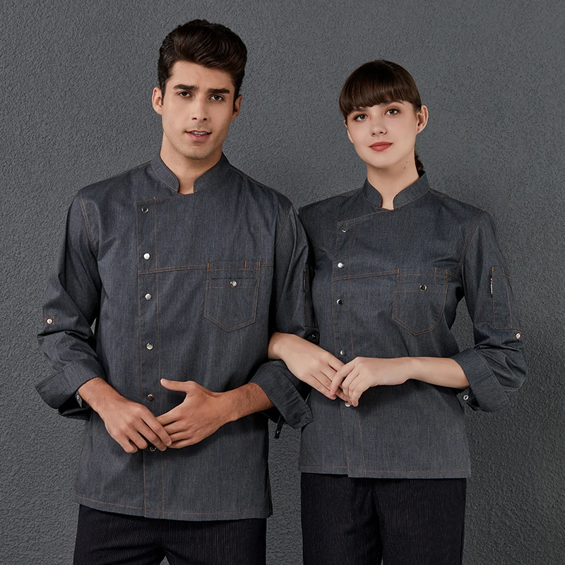 

Кухня Мастер шеф-повара Униформа куртка для мужчин женщин мужчин с длинным рукавом Ресторан питания пекарня столовая повара пальто рубашка кафе парикмахерская Рабочая одежда