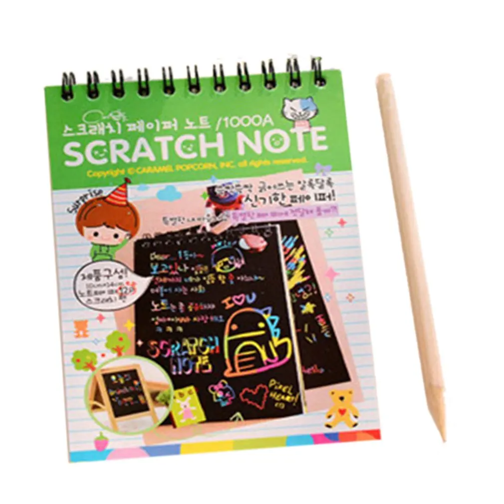 

Y031 Creative Color Diy Coil Scratch Picture Children's Graffiti Sketch Book Scratch Painting Picture Green