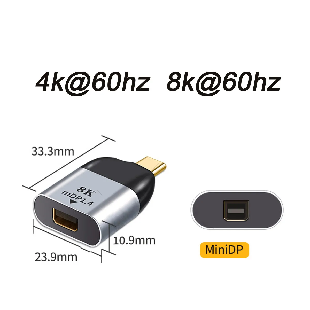Jimier USB C Тип дисплейный порт MiniDP типа конвертер Displayport Высокое разрешение 4K 2K 60hz