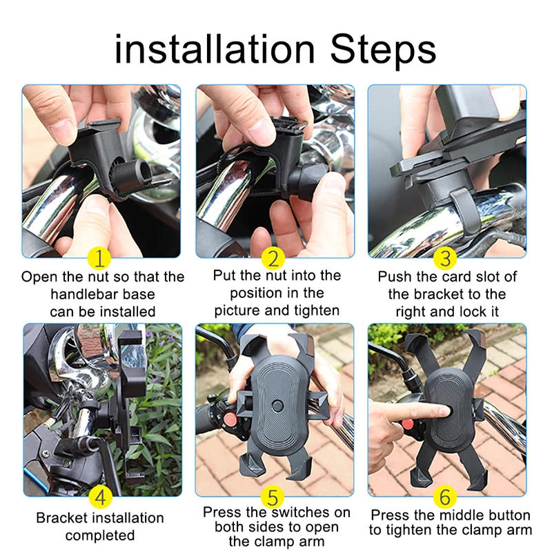 universal cycling phone holder clamp anti drop mobile gps bracket bicycle motorcycle stand for iphone xiaomi bicycle accessories free global shipping