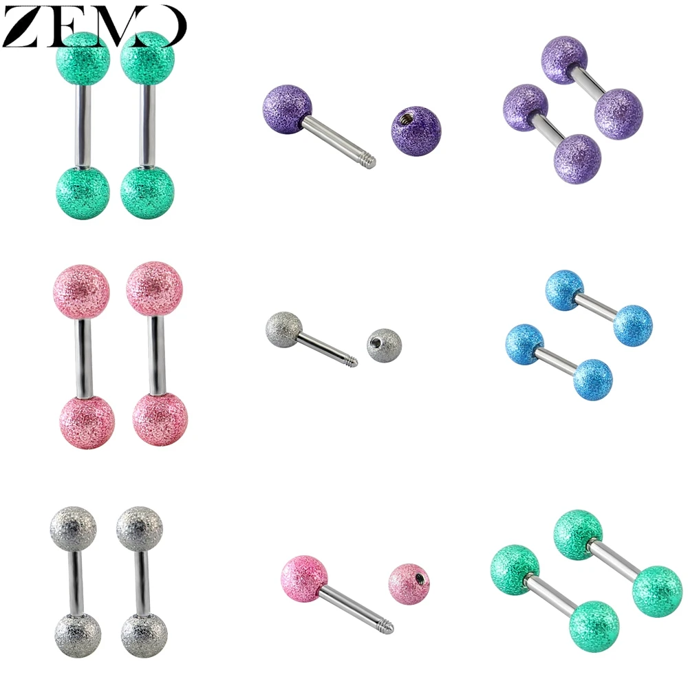 Женские серьги гвоздики ZEMO разноцветные Двойные шарики Аксессуары Для Пирсинга