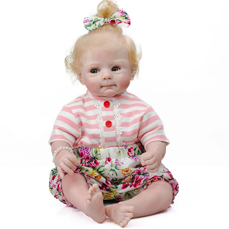 52 см Новорожденный Милый Лицо Bebe Reborn Baby Реалистичная Мягкая Плюшевая Игрушка Младенец С Ручной Растительностью Блондинка Высокого Качества Коллекционная Кукла.