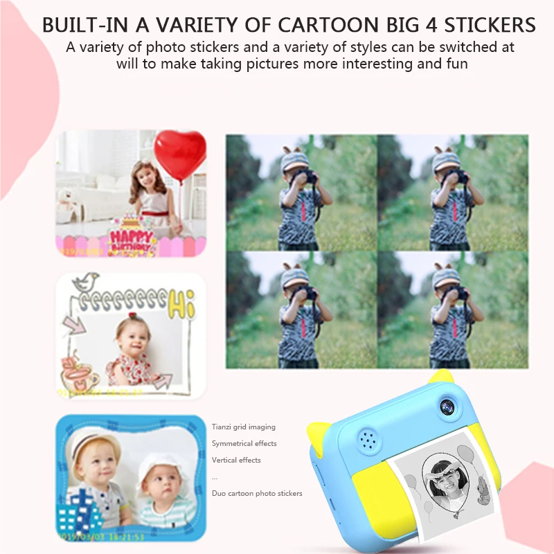 

Kids Instant Print Camera Children Printing Camera Digital Children's Camera Toy Camera For Girl's Toy Birthday Christmas Gift