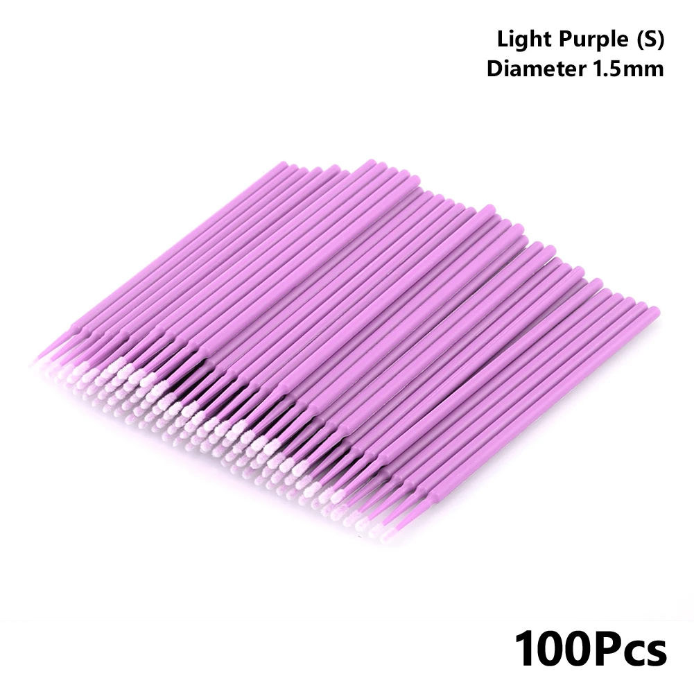 Light Purple Bag 100 шт одноразовые красочные ватные тампоны щетка для ресниц очищающий тампон горячее естественное приспособление для снятия ресниц комплект микрочипов татуировки - Цвет: Light Purple Bag