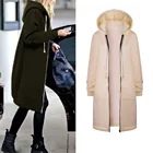 Женское длинное пальто, теплая толстовка на молнии, Осень-зима 2020