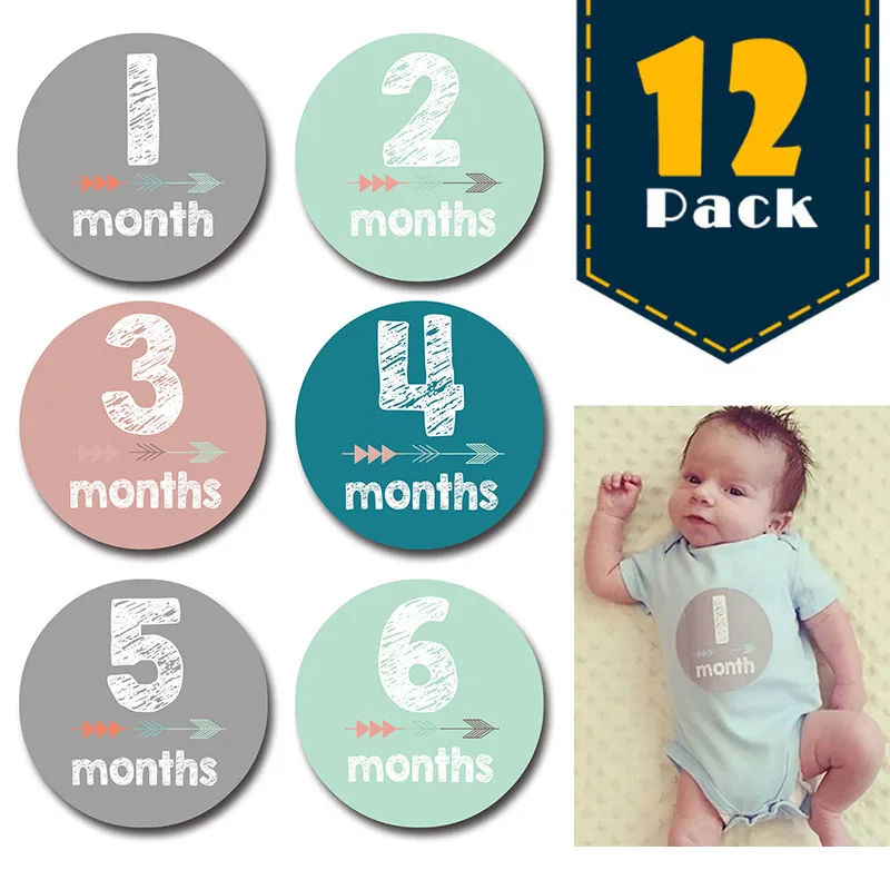 

Photo Sharing Cards Baby Age Card Photographic Props Nice Gift Infant Milestone 12 Sheet/Set Ornament Stickers for Newborn