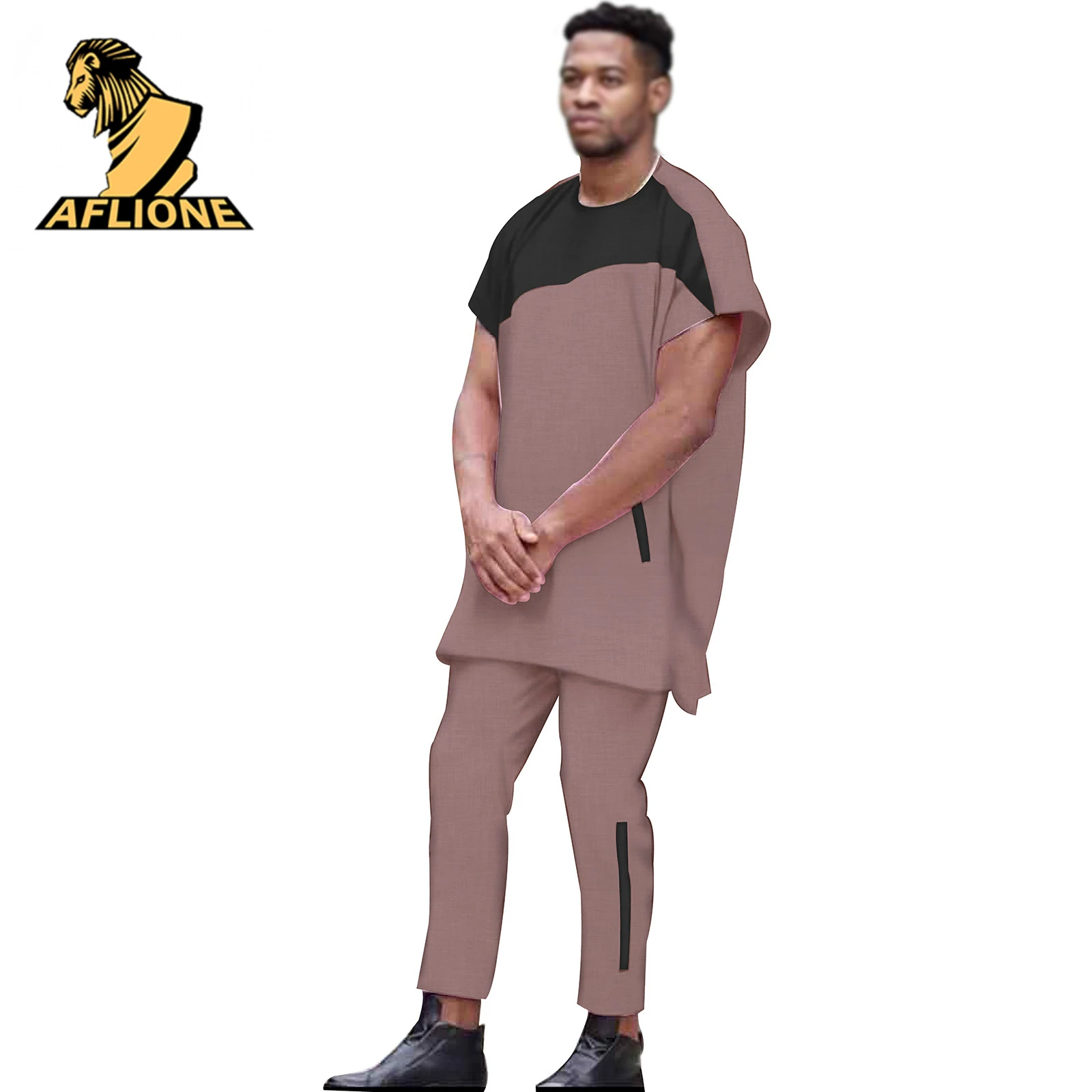 2021 New Spring African Clothes For Men Dashiki Long Sleeve Bicolor Wax Crew Neck Colorful Africa Hombre Rich Bazin 2 Piece Set