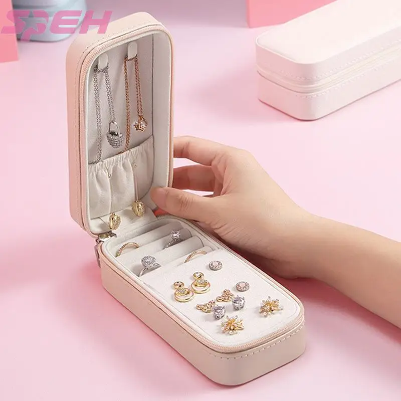

Spread the jewelry box portable hair earrings earrings ring jewelry 2-layer storage box Korean jewelry box