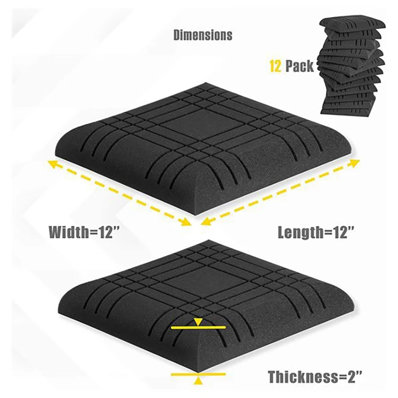 

Acoustic Panels Line Design Sound Proof Padding Decorative Wall Tile for Acoustic Treatment Studio Foams 12X12X2inch