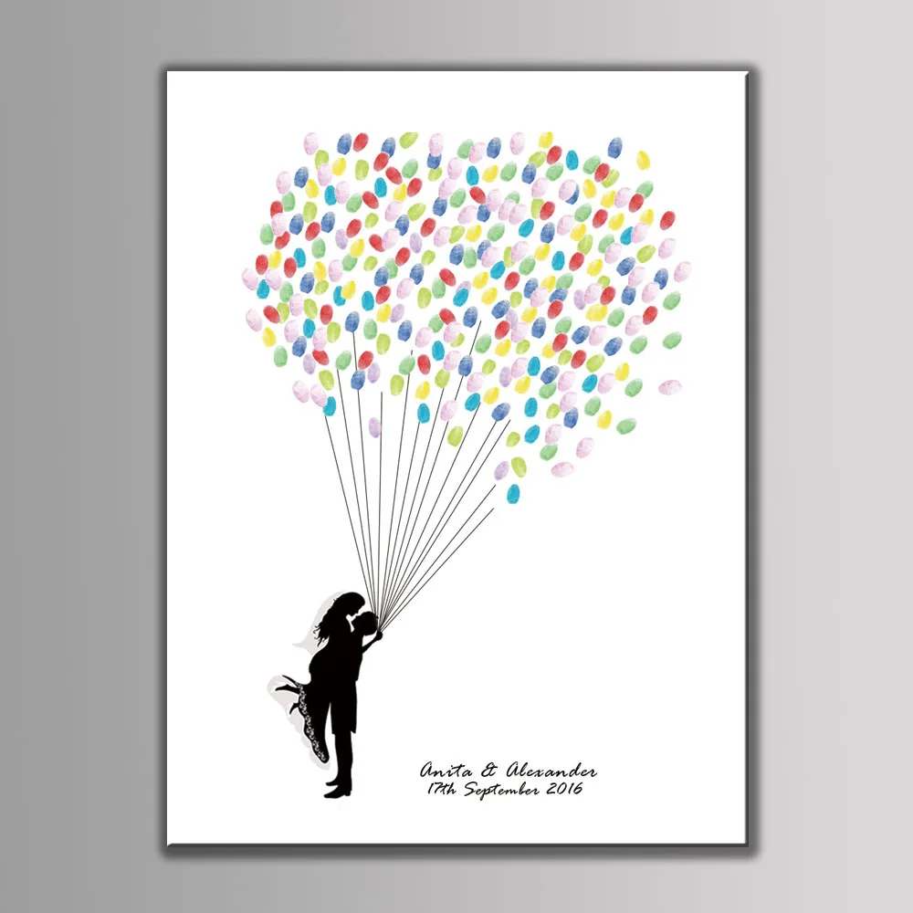

2020 New 60*80cm Multi Size DIY Wedding Fingerprint Tree Signature Guest Book Anniversary Unframed Canvas Painting Party Gift