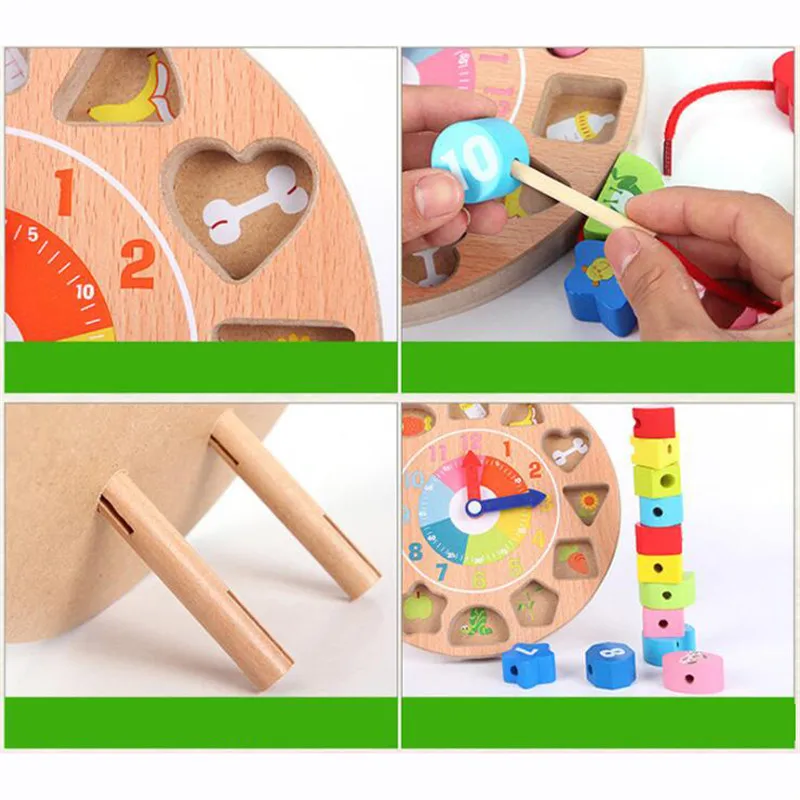 

Kid Educational Montessori Wooden Around Beads of Number Clock Math Toy Baby Children Developmental Learning Game Blocks Model