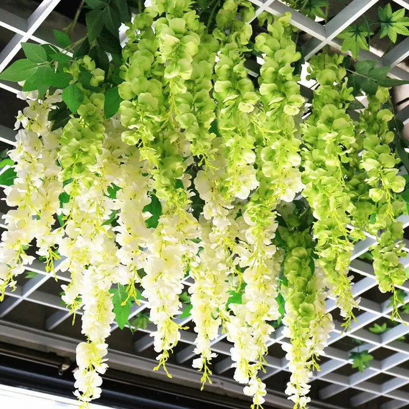 

Hot Sale 12PCS/bunch Artificial Wisteria Vine Garland Flower Hanging Silk Popular Home Party Fake Wedding Decoration