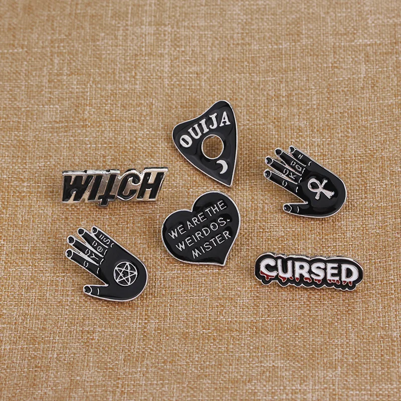 

Badge Lapel Pins Punk Witch Accessories Palm Cursed Ouija Divination Set Lettered Broochs Enamel Pin