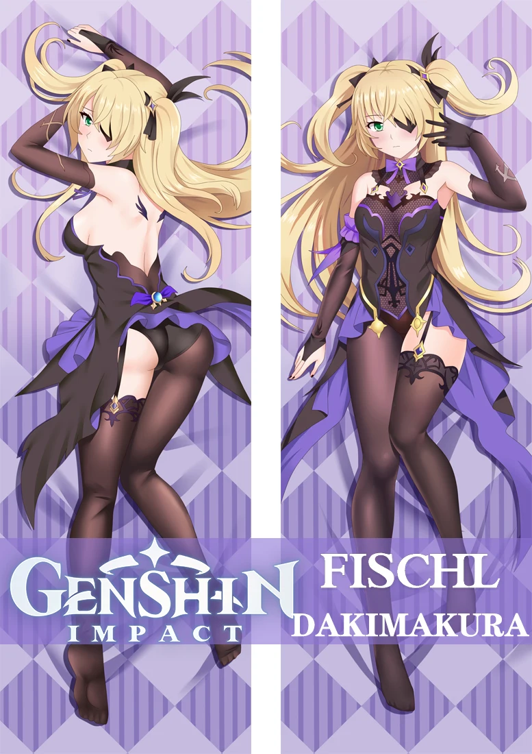 

Чехол Genshin Impact FISCHL Dakimakura с мультяшным аниме обнимающим телом, наволочка 50x160 см, постельное белье, милая детская наволочка