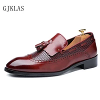 men dress shoes loafers with tassels 48 plus size business leather shoes men classic formal slip on elegant party shoes for men