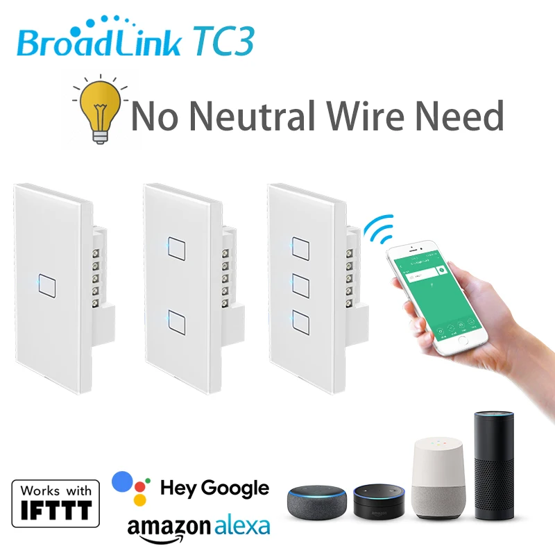 Настенный выключатель для освещения BroadLink TC3 US 1 2 3gang WiFi умный пульт