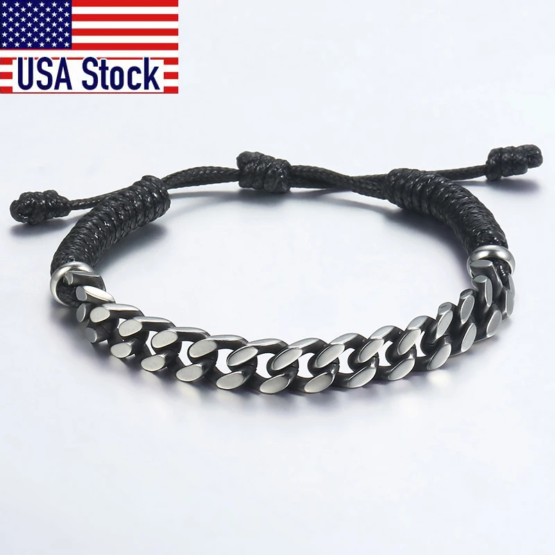 Мужские и женские кожаные браслеты браслет из нержавеющей стали с кубинскими