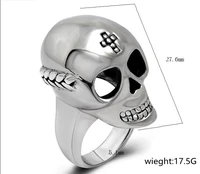 domineering retro skull ring trendy mens titanium steel jewelry fashion rock punk ring