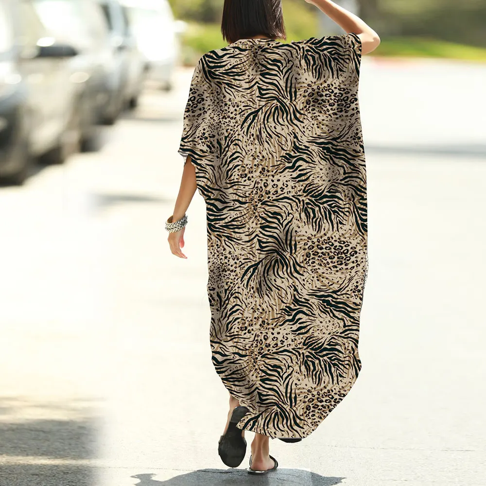 

Cover-ups 2021 Kaftan Beach Print SnakeSkin Swimsuit cover up Kimono Plage Beach Robe Femme Long Dress Sarong Dress Beachwear