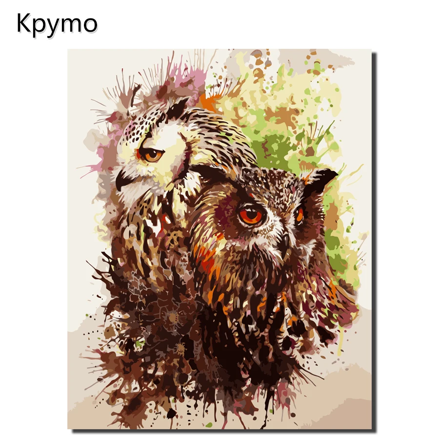 Kpymo бескаркасная счастливая Сова DIY Краска по номерам современный Рисунок