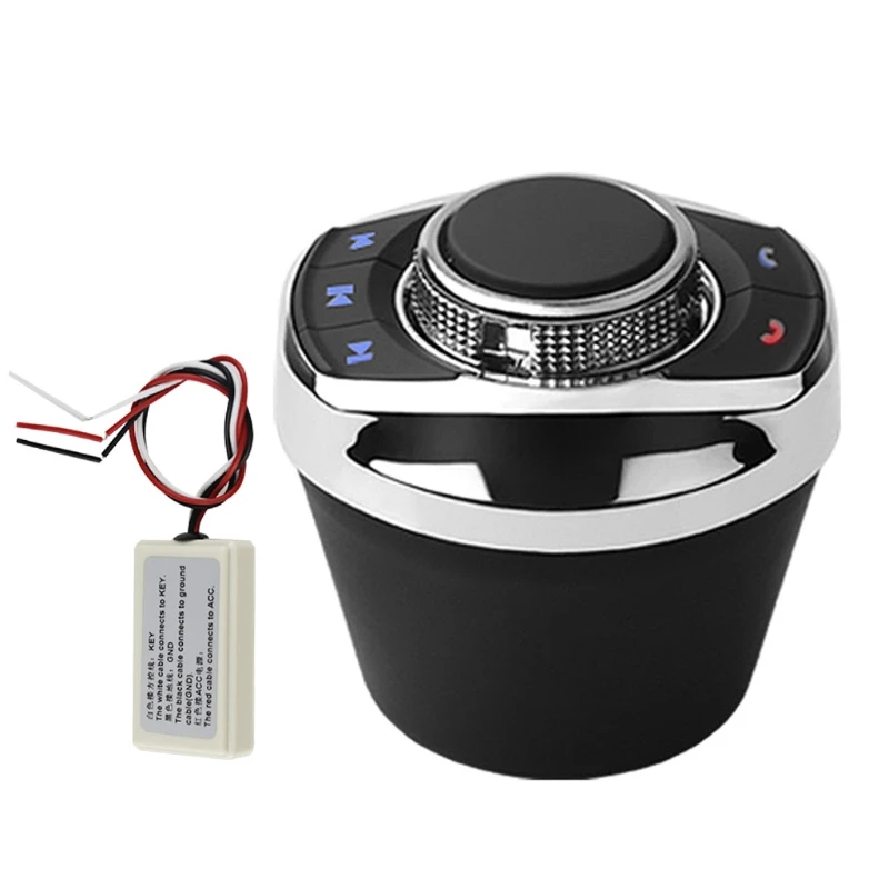 

Universal Cup Shape With LED Light 8-Key Car Wireless Steering Wheel Control Button For Car -Android Navigation Player