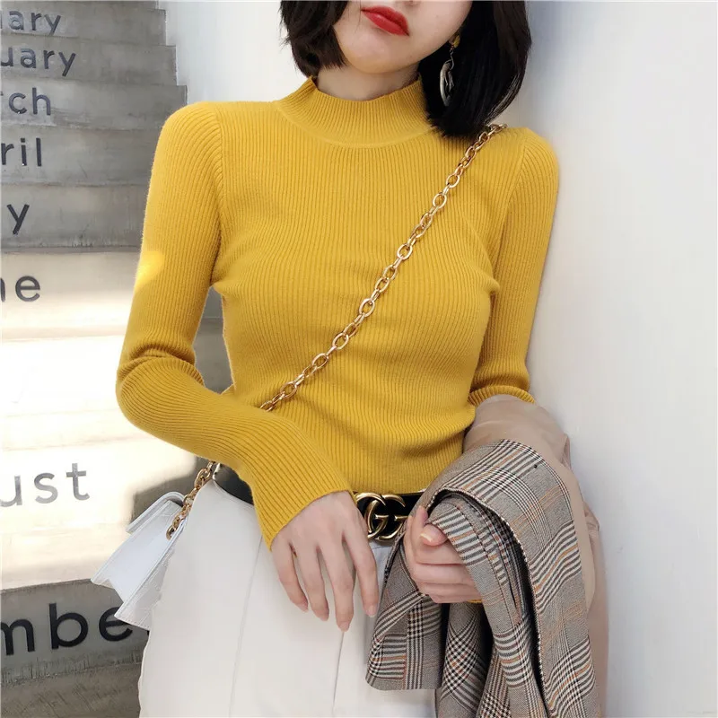 Turtleneck Cashmere Women Sweaters and Pullovers Autumn Winter Long Sleeve Fit Slim Pull Femme Hiver Casual Knitted Sweater