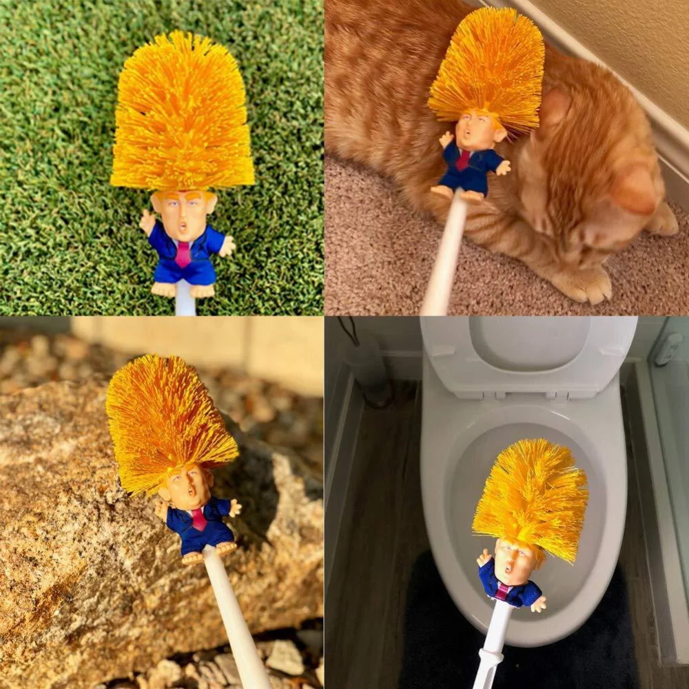 

Trump Toilet Brush Holder Cleaner Scrubber Creative Donald Trump Toilet Brush Head Bathroom WC Cleaning Brush Set Cleaner Brush