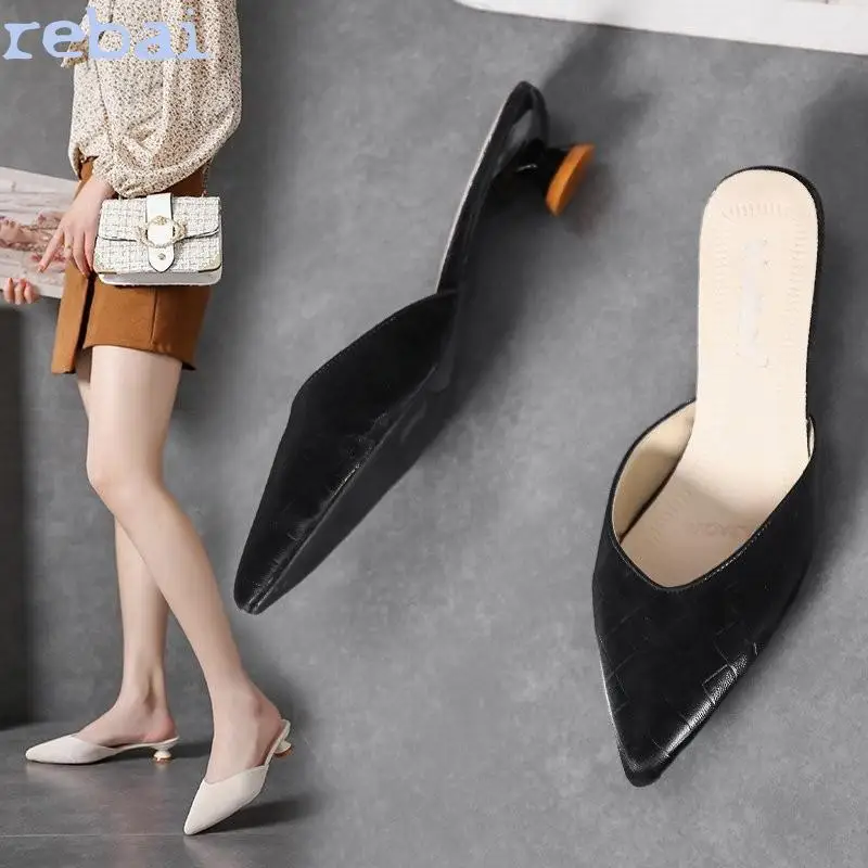 

2021 new women's summer low heel slippers sandals fashion wine glasses Mules House Slippers Women SlippersIndoor slippers