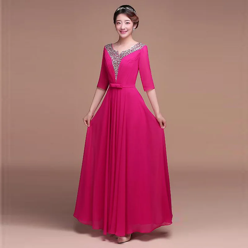 

Grand Vocal Cycle Costume Women's Long Dress 2019 New Middle-aged and Elderly Chorus Costume Adult Dress Long Evening Dress