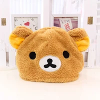 rilakkuma cute anime plush toys bear panda hat headwear keep warm soft small animals gift for girlfriend birthday present