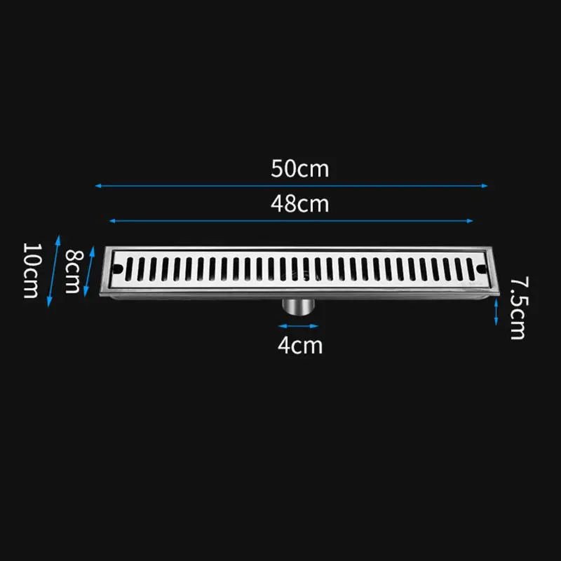 

2021 New 1Set 304 Stainless Steel Floor Drain Bathroom Shower Long Drainage Square Large Floor Drains Cover