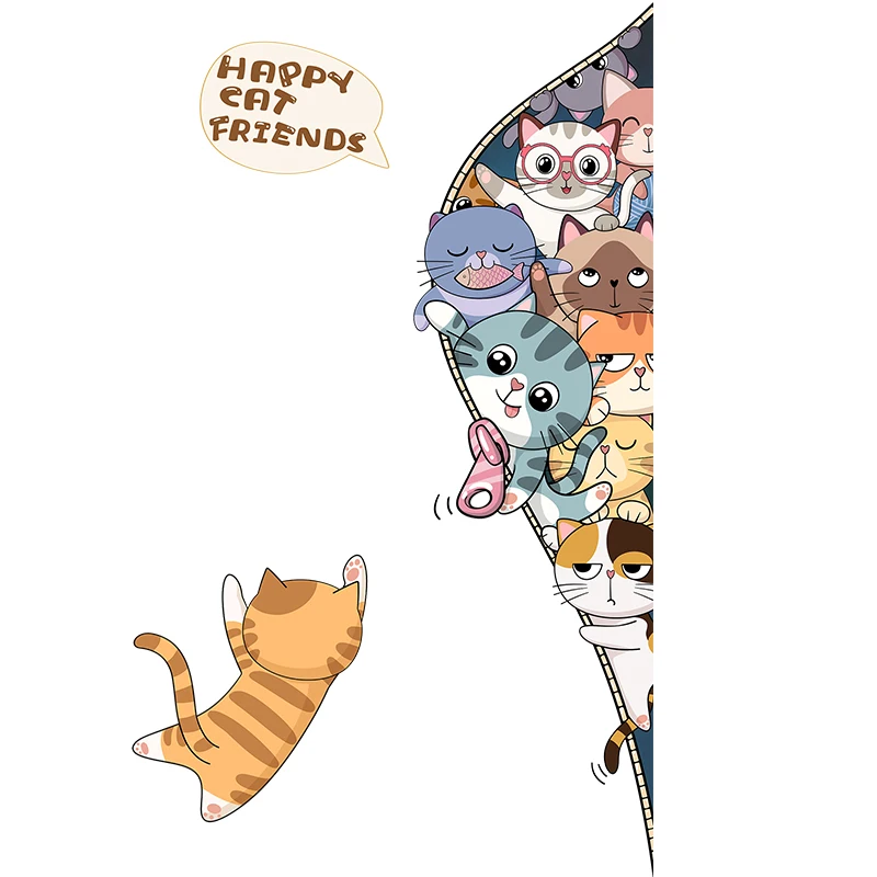 

3D Kawaii Animal Wall Sticker Home Decor Door Sticker Teen Children's Room Decoration Bedroom Vinyl Wallpaper Self Adhesive