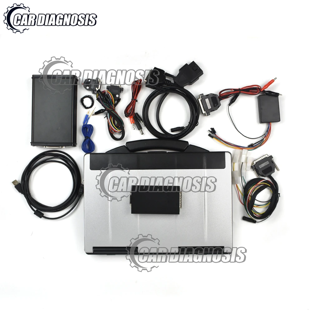 Инструмент для диагностики автомобиля 2021, красная печатная плата V2, оборудование для регулировки ЭБУ, V5.017 с программным обеспечением для ноутбука CF53, V2.53, неограниченная сеть