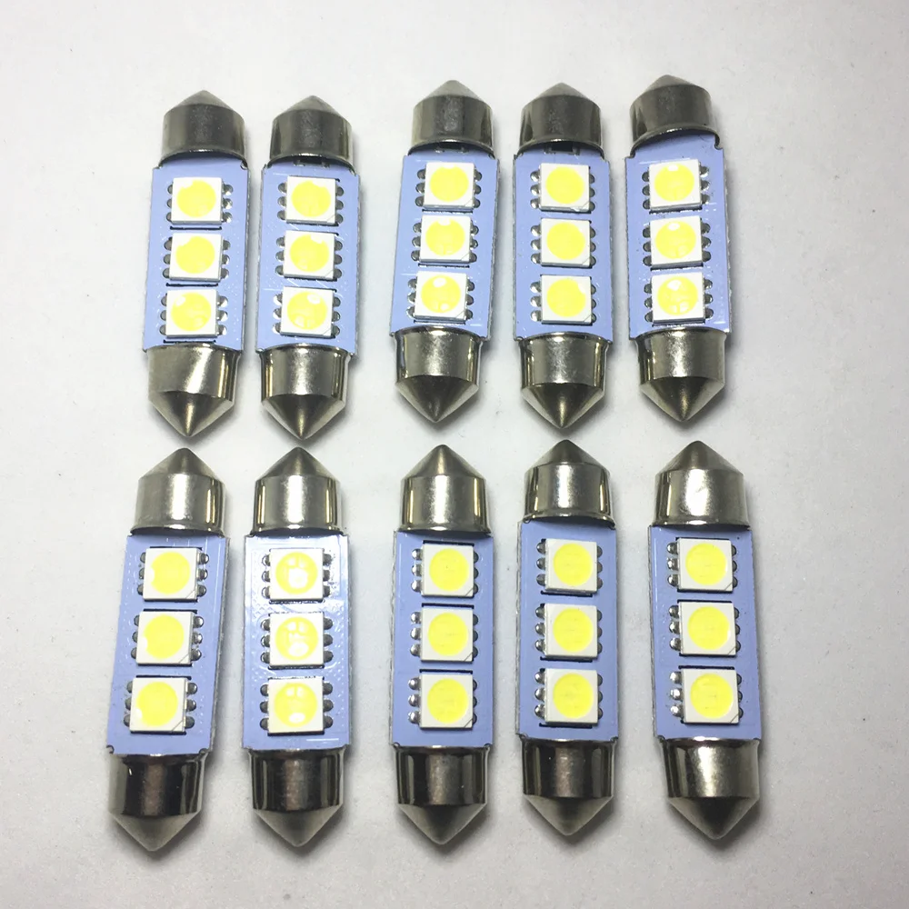 

10pcs Festoon C10W Car Dome Bulb 31 36mm 39mm 41mm LED Light C5W Auto License Plate Interior Lamp Reading Trunk Lights 12V White