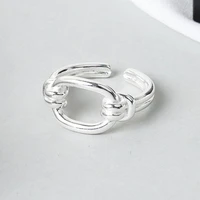 real s925 sterling silver rings for women geometric rings oval hollow out lock trendy fine jewelry minimalist accessories gifts