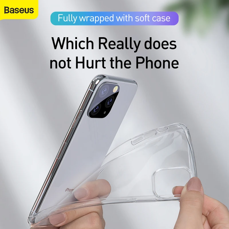 Чехол Baseus для iPhone 11 Pro Max тонкий прозрачный чехол из ТПУ с защитой от падения