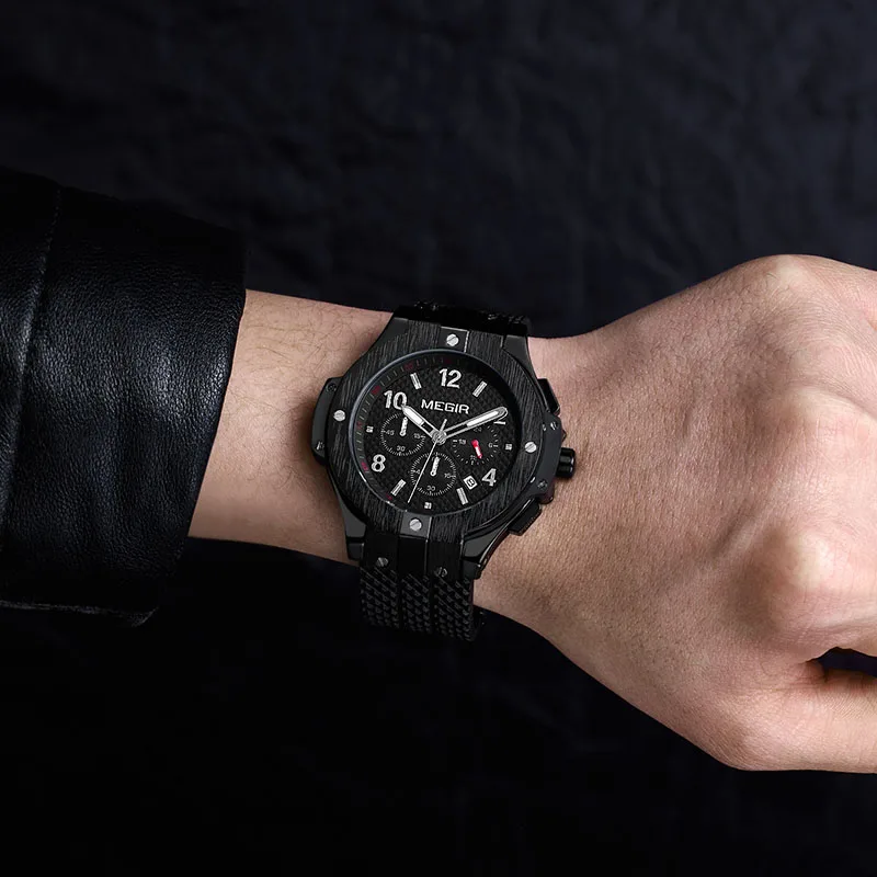 Часы MEGIR Мужские кварцевые повседневные водонепроницаемые спортивные в стиле