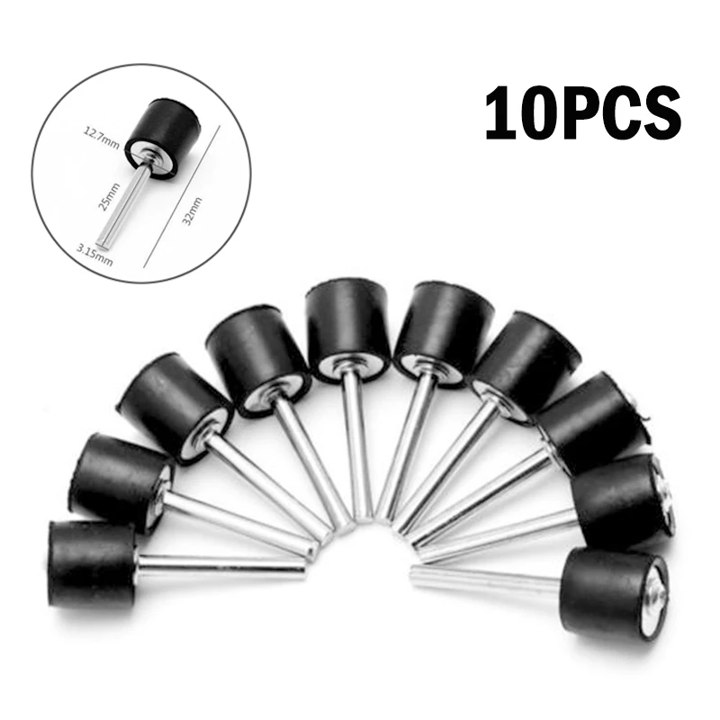 

10Pcs Drum Rubber Mandrels 1/8" 1/2" Shank Fit Sanding Sleeve Rotary Tool Rubber Head, Non-slip Material