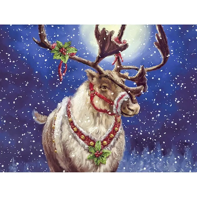 

CHENISTORY Paint By Number Christmas Deer Handpainted Painting Art Drawing 40x50cm Color Canvas Gift Diy Animal Kits Home Decor