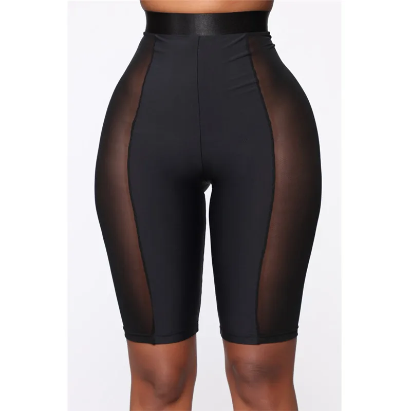 Шорты женские сетчатые с сетчатыми вставками пикантные облегающие бермуды до