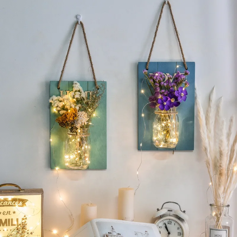 Ins деревенский Мейсон Jar настенные бра подвесной дизайн светодиодный Сказочный