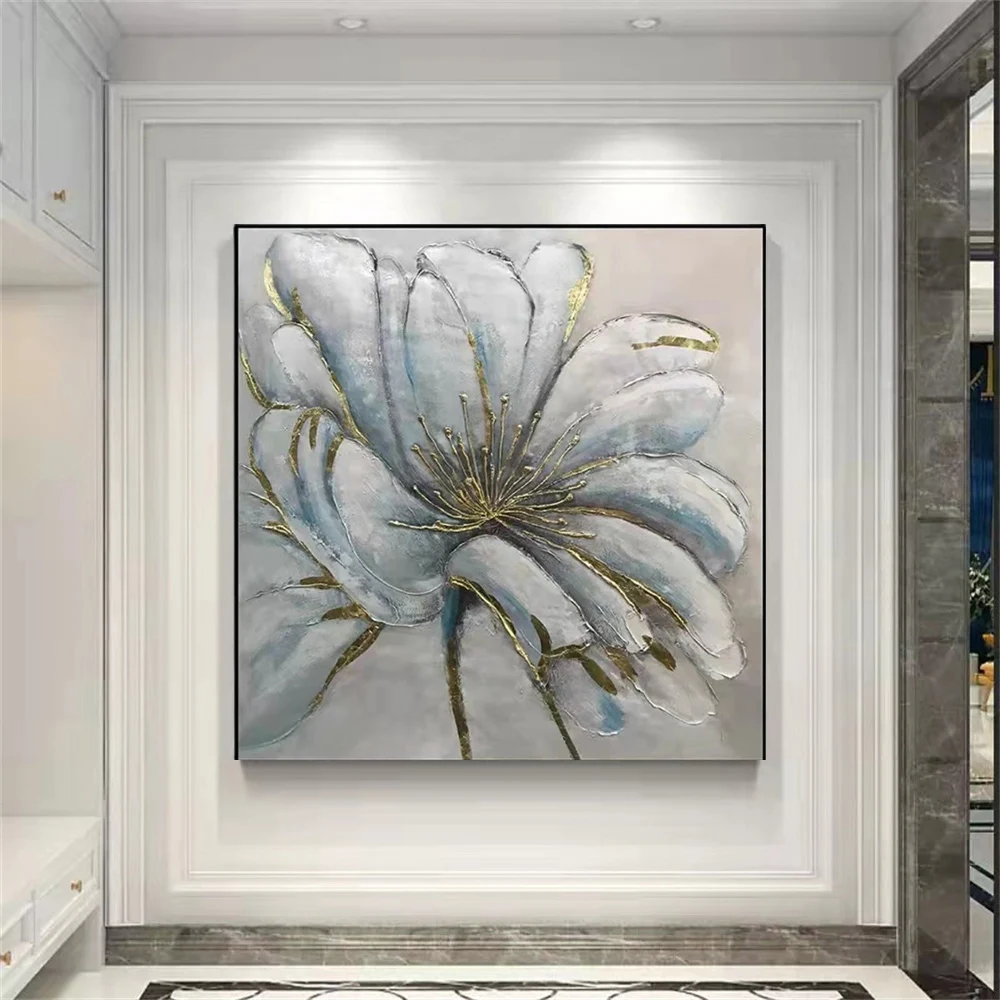 

Abstract hand-painted oil painting custom living room mural happy flower restaurant decoration painting modern and simple