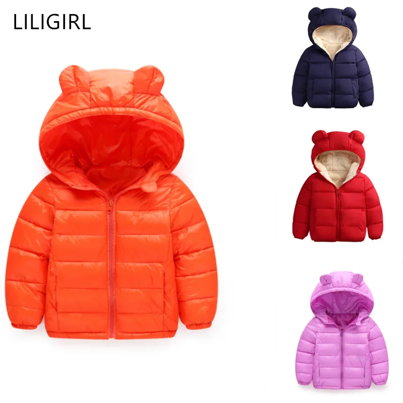 LILIGIRL/Детская куртка с капюшоном толстовка ушками для мальчиков милым медведем
